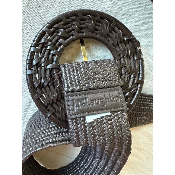 J.mclaughlin Popie Grassclot Belt dark brown woven rattan wicker preppy 34” main image 5